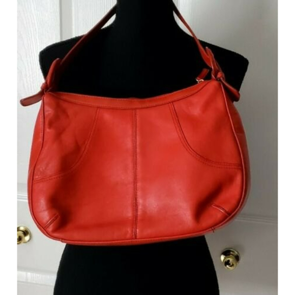 Laura Scott Genuine Red Leather Large Size  Handbag Shoulder bag Purse - Picture 2 of 8